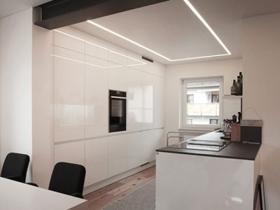 Spanndecken weiß mit Lichtleisten